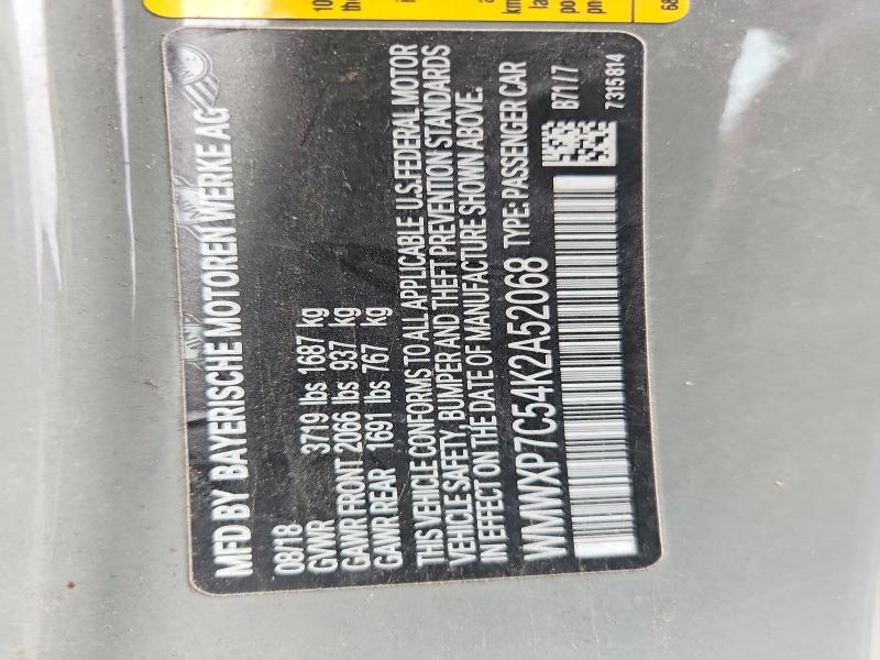 Aukcja sprzedaży 2019 Mini Cooper, vin: WMWXP7C54K2A52068, numer aukcji: 69537466