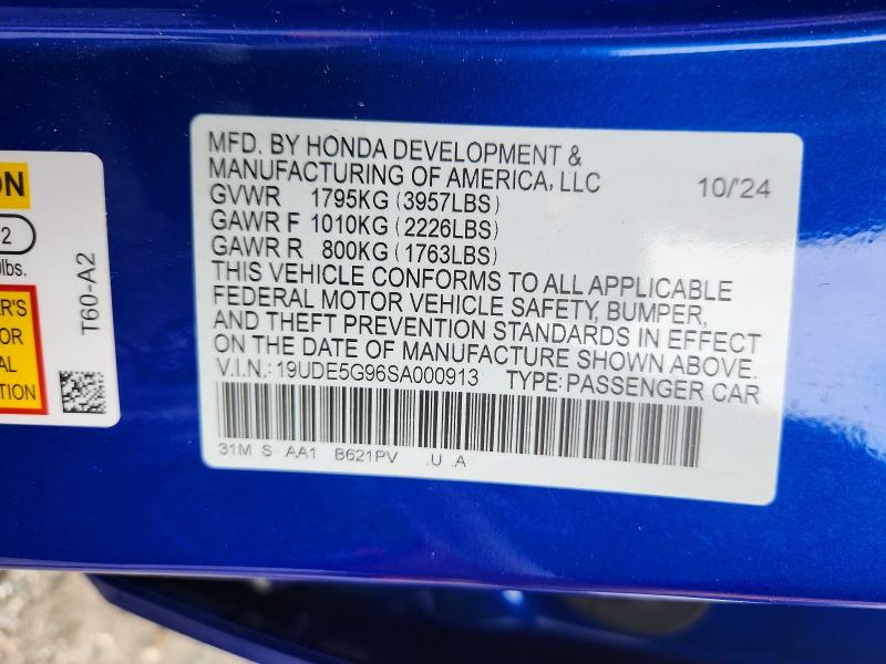 Aukcja sprzedaży 2025 Acura Integra, vin: 19UDE5G96SA000913, numer aukcji: 66228796