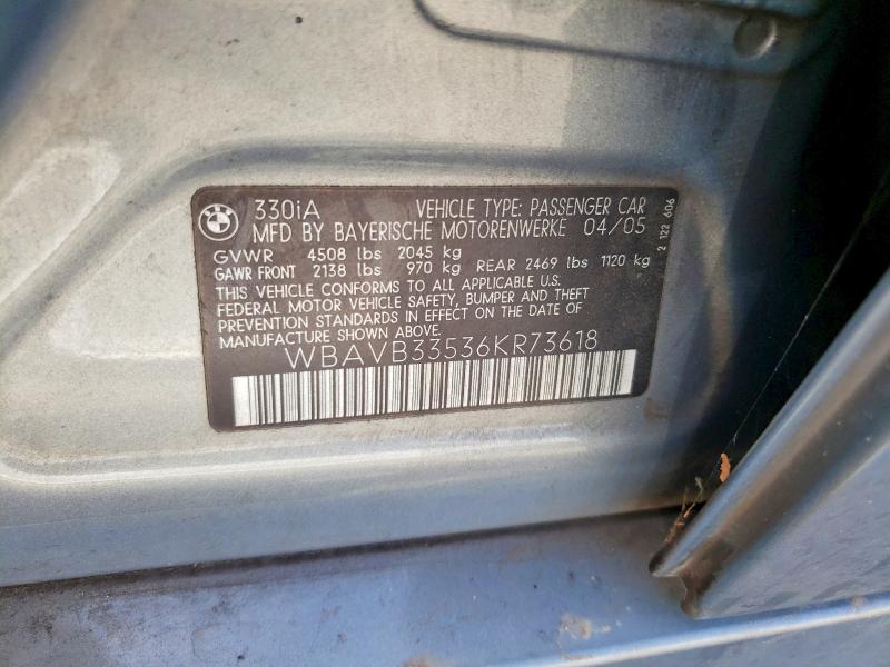 68172466 :رقم المزاد ، WBAVB33536KR73618 vin ، 2006 Bmw 330 مزاد بيع