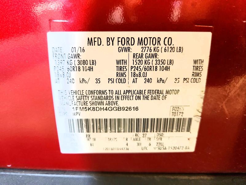 2016 Ford Explorer მანქანა იყიდება აუქციონზე, vin: 1FM5K8DH4GGB92616, აუქციონის ნომერი: 68820246