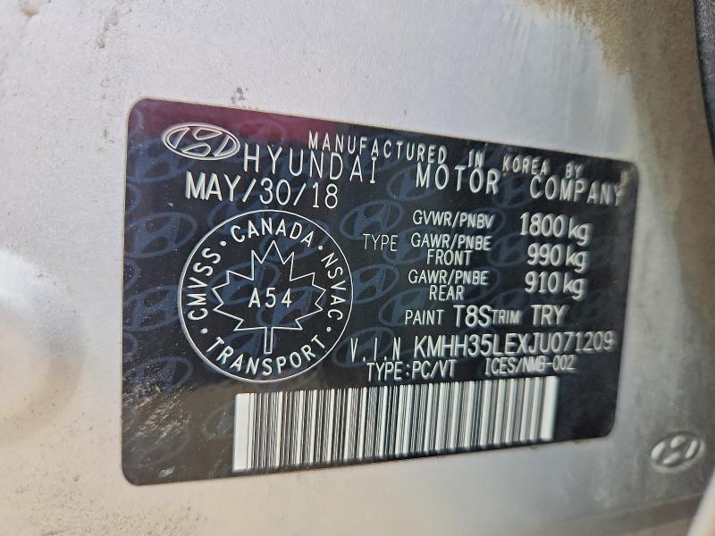 2018 Hyundai Elantra Gt მანქანა იყიდება აუქციონზე, vin: KMHH35LEXJU071209, აუქციონის ნომერი: 70659496