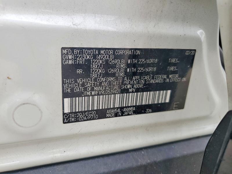 Aukcja sprzedaży 2020 Toyota Rav4, vin: JTMEWRFV9LD539421, numer aukcji: 67494426