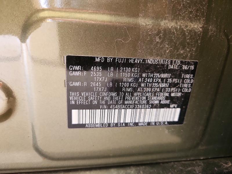 Aukcja sprzedaży 2015 Subaru Outback, vin: 4S4BSACCXF3360362, numer aukcji: 69550526