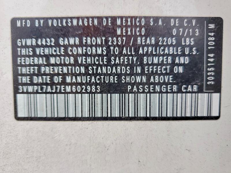 Aukcja sprzedaży 2014 Volkswagen Jetta, vin: 3VWPL7AJ7EM602983, numer aukcji: 69997356