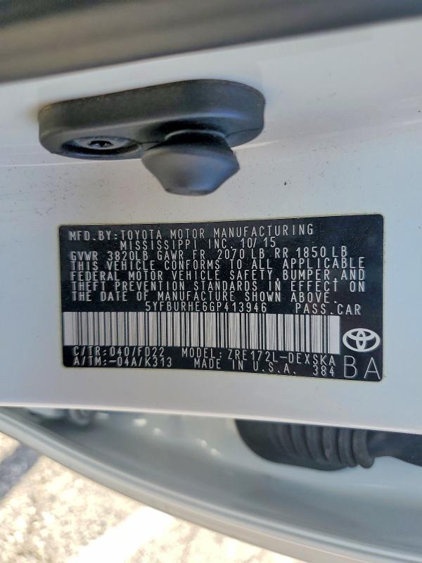 69910936 :رقم المزاد ، 5YFBURHE6GP413946 vin ، 2016 Toyota Corolla مزاد بيع