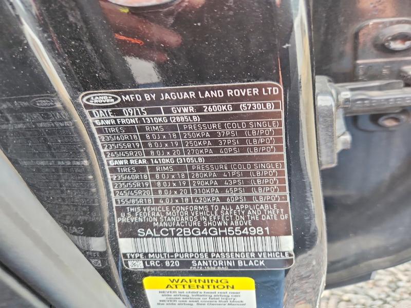 Aukcja sprzedaży 2016 Land Rover Discovery Sport, vin: SALCT2BG4GH554981, numer aukcji: 71170886