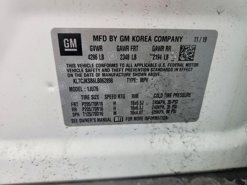 Продажа на аукционе авто 2020 Chevrolet Trax, vin: KL7CJKSB6LB062898, номер лота: 70657056