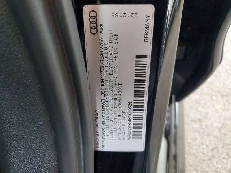 2017 Audi A6 მანქანა იყიდება აუქციონზე, vin: WAUF2AFC4HN000624, აუქციონის ნომერი: 69066556