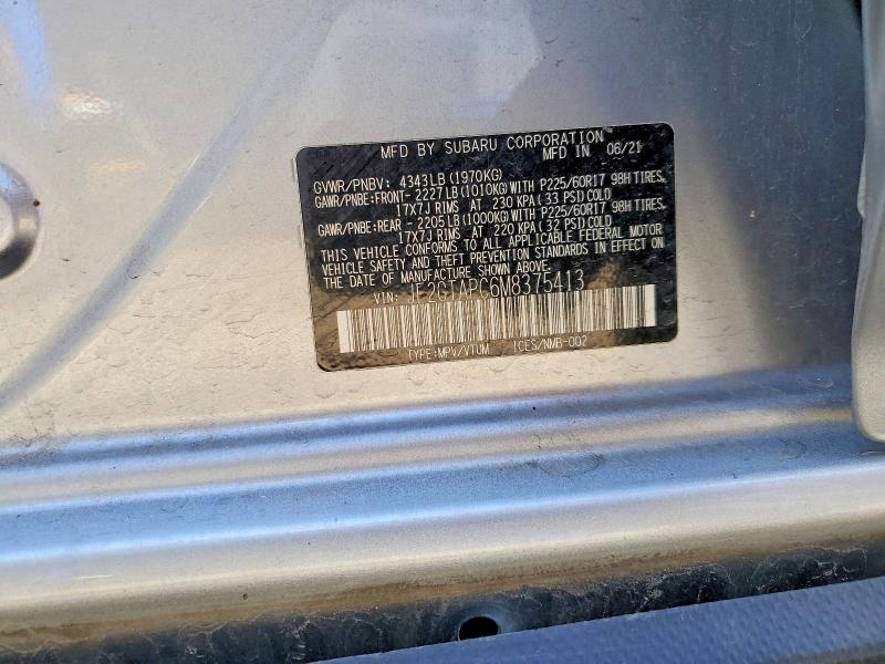 Aukcja sprzedaży 2021 Subaru Crosstrek, vin: JF2GTAPC6M8375413, numer aukcji: 65961966