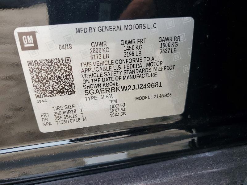 Aukcja sprzedaży 2018 Buick Enclave, vin: 5GAERBKW2JJ249681, numer aukcji: 67392416