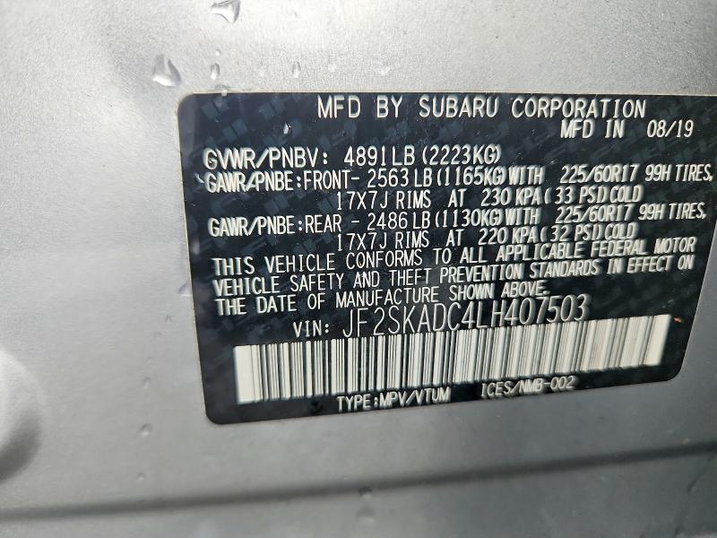 Aukcja sprzedaży 2020 Subaru Forester, vin: JF2SKADC4LH407503, numer aukcji: 66733836