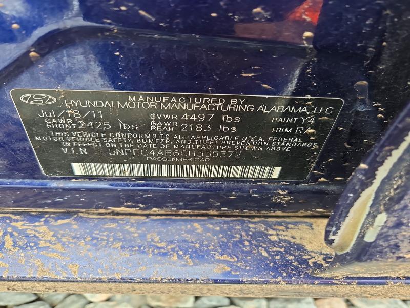 70521626 :رقم المزاد ، 5NPEC4AB6CH335372 vin ، 2012 Hyundai Sonata مزاد بيع