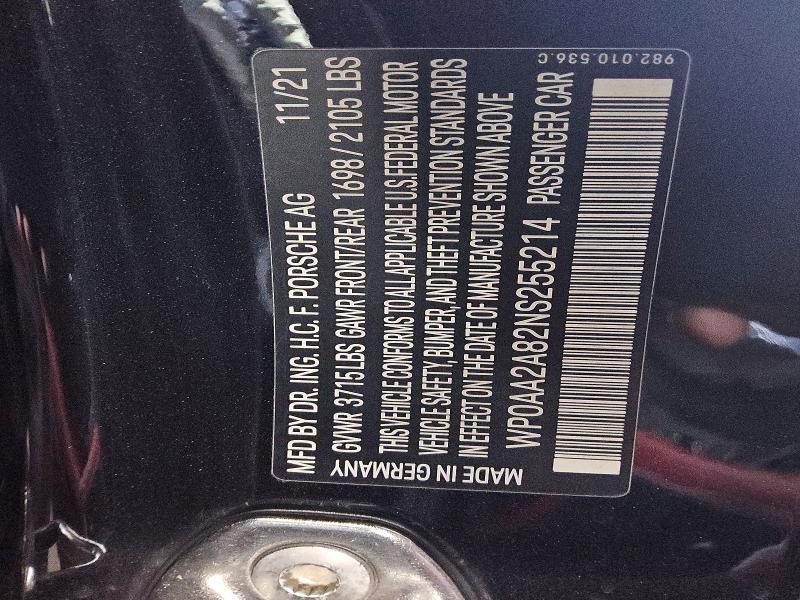 63859746 :رقم المزاد ، WP0AA2A82NS255214 vin ، 2022 Porsche Cayman مزاد بيع