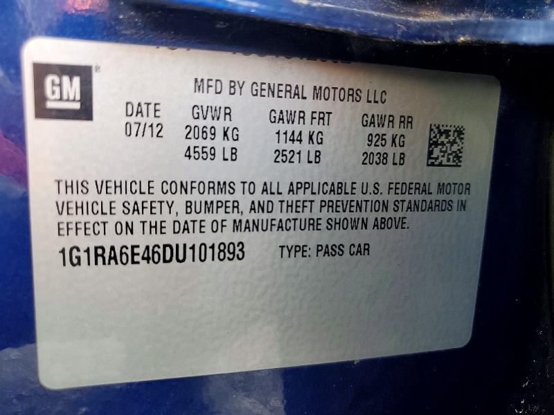 Продаж на аукціоні авто 2013 Chevrolet Volt, vin: 1G1RA6E46DU101893, номер лоту: 68180616