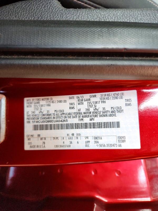 2014 Ford Escape მანქანა იყიდება აუქციონზე, vin: 1FMCU0G98EUA04265, აუქციონის ნომერი: 68819096