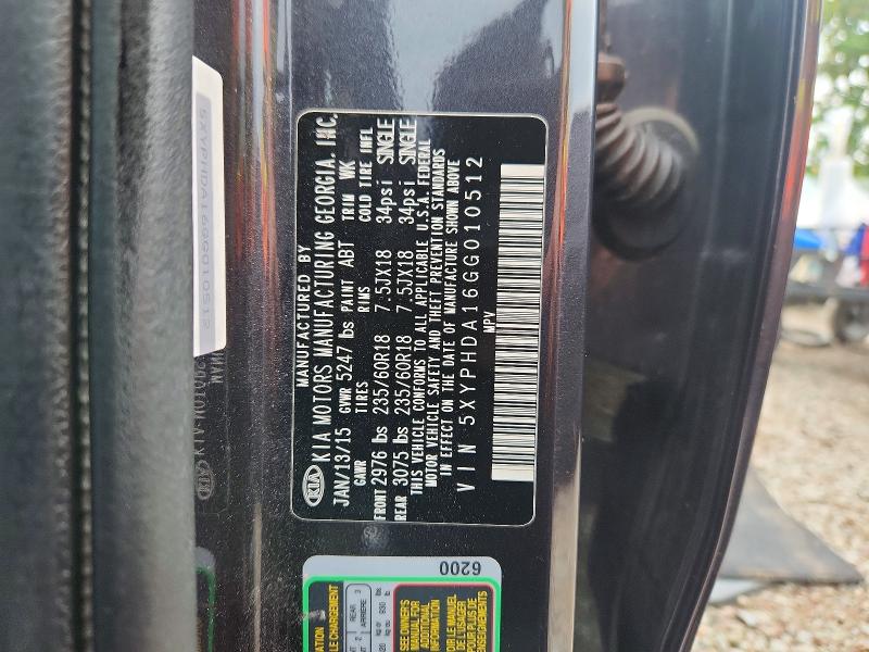 Aukcja sprzedaży 2016 Kia Sorento, vin: 5XYPHDA16GG010512, numer aukcji: 68421146