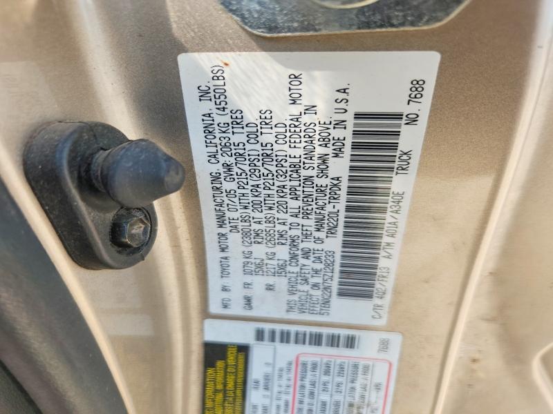 Продажа на аукционе авто 2005 Toyota Tacoma, vin: 5TENX22N75Z128233, номер лота: 67307206