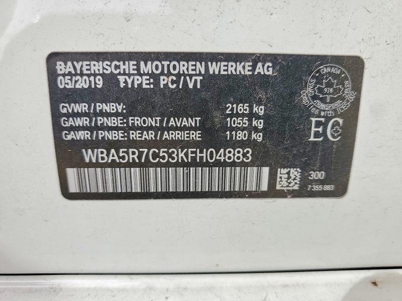 Продаж на аукціоні авто 2019 Bmw 330xi, vin: WBA5R7C53KFH04883, номер лоту: 70626826