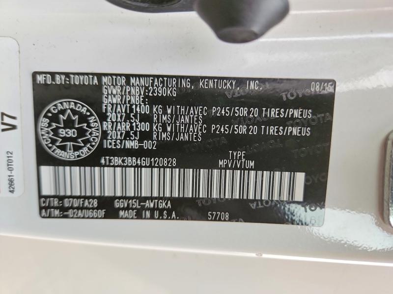 Aukcja sprzedaży 2016 Toyota Venza, vin: 4T3BK3BB4GU120828, numer aukcji: 67568646