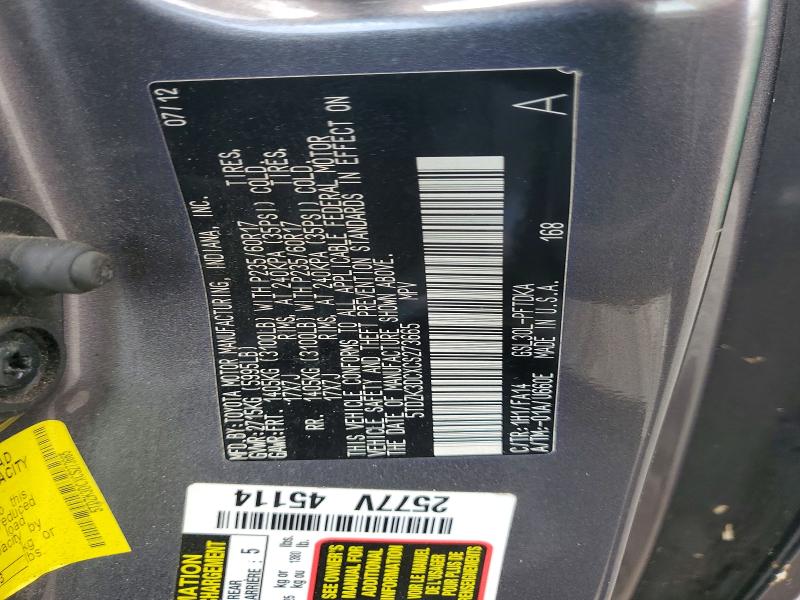Aukcja sprzedaży 2012 Toyota Sienna, vin: 5TDZK3DCXCS273665, numer aukcji: 67659576