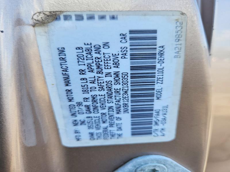 Auction sale of the 1998 Toyota Corolla, vin: 1NXBR12E3WZ130350, lot number: 70142606