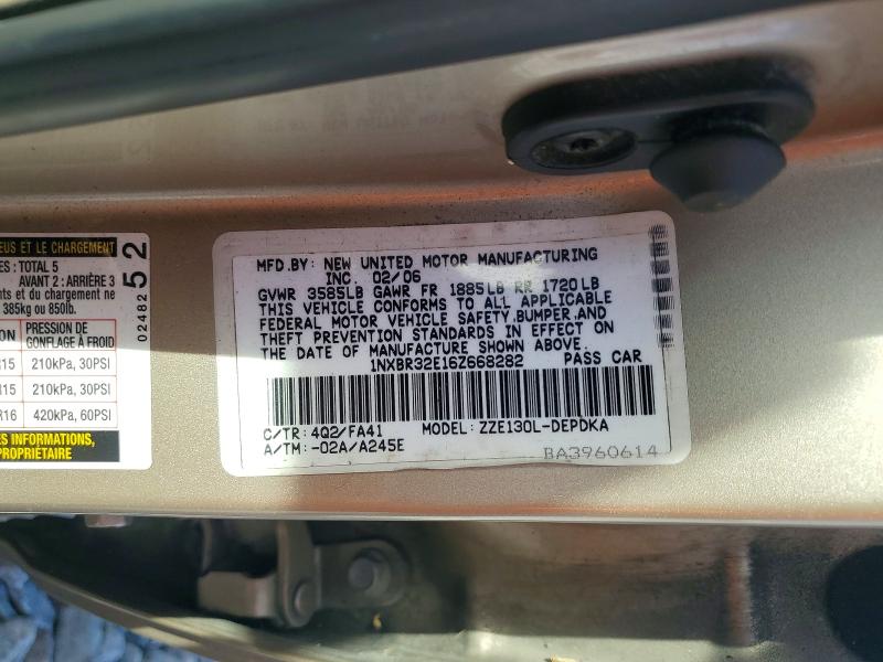 2006 Toyota Corolla მანქანა იყიდება აუქციონზე, vin: 1NXBR32E16Z668282, აუქციონის ნომერი: 70012776