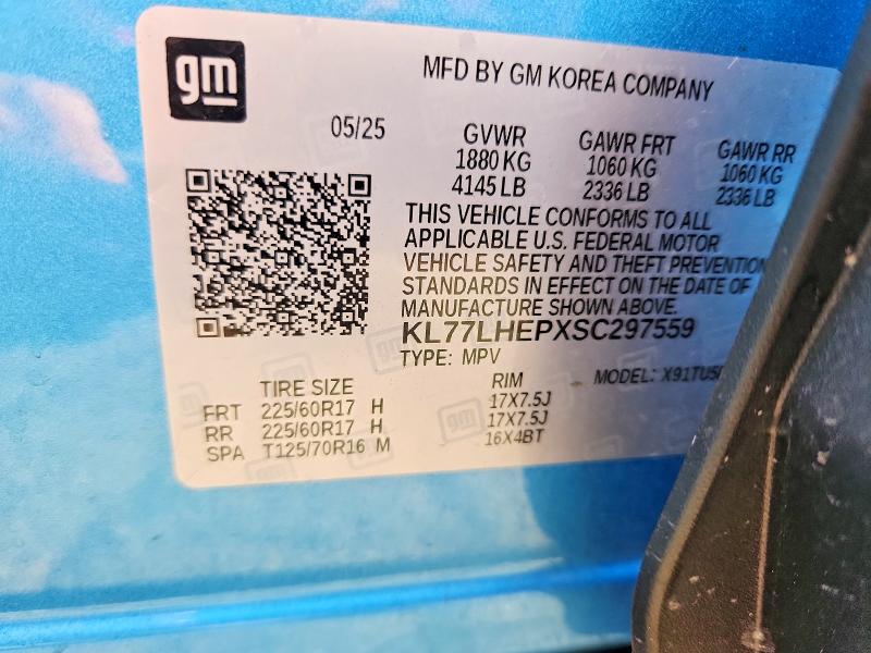 68277226 :رقم المزاد ، KL77LHEPXSC297559 vin ، 2025 Chevrolet Trax مزاد بيع
