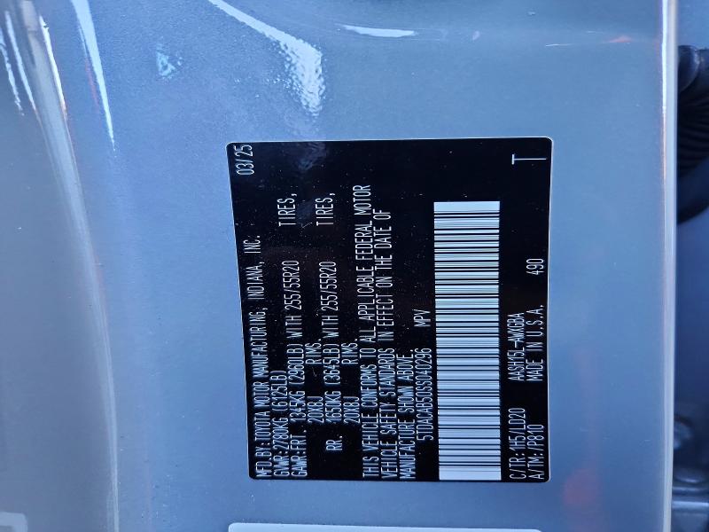 2025 Toyota Grand Highlander Hybrid მანქანა იყიდება აუქციონზე, vin: 5TDACAB50SS040296, აუქციონის ნომერი: 70562216