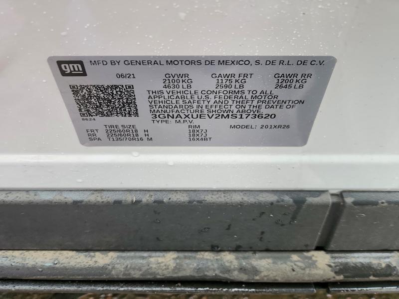 Продажа на аукционе авто 2021 Chevrolet Equinox, vin: 3GNAXUEV2MS173620, номер лота: 70804906