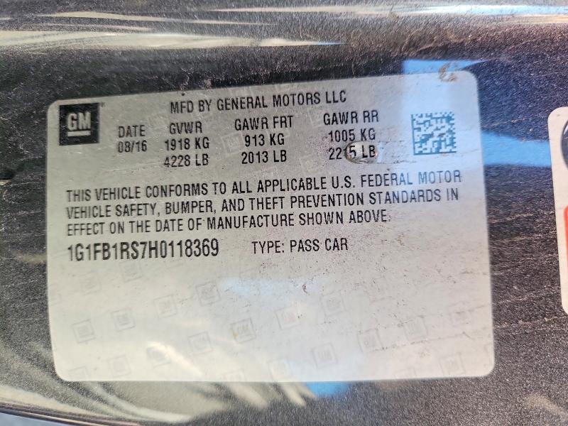 Продажа на аукционе авто 2017 Chevrolet Camaro, vin: 1G1FB1RS7H0118369, номер лота: 68014496