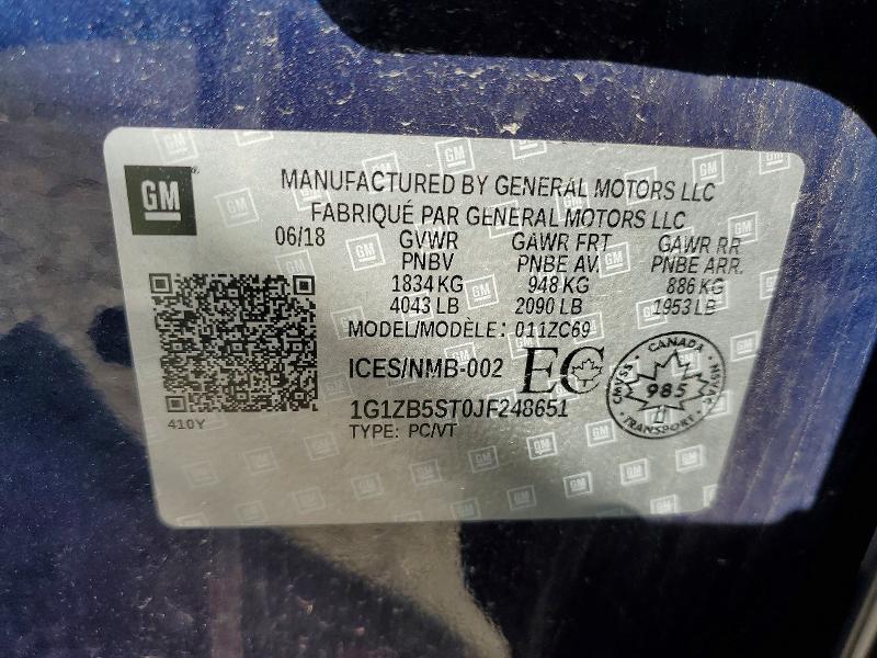 Aukcja sprzedaży 2018 Chevrolet Malibu, vin: 1G1ZB5ST0JF248651, numer aukcji: 68982066