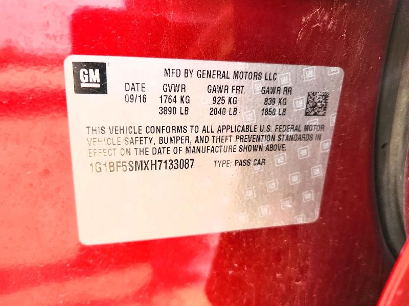 67107516 :رقم المزاد ، 1G1BF5SMXH7133087 vin ، 2017 Chevrolet Cruze مزاد بيع