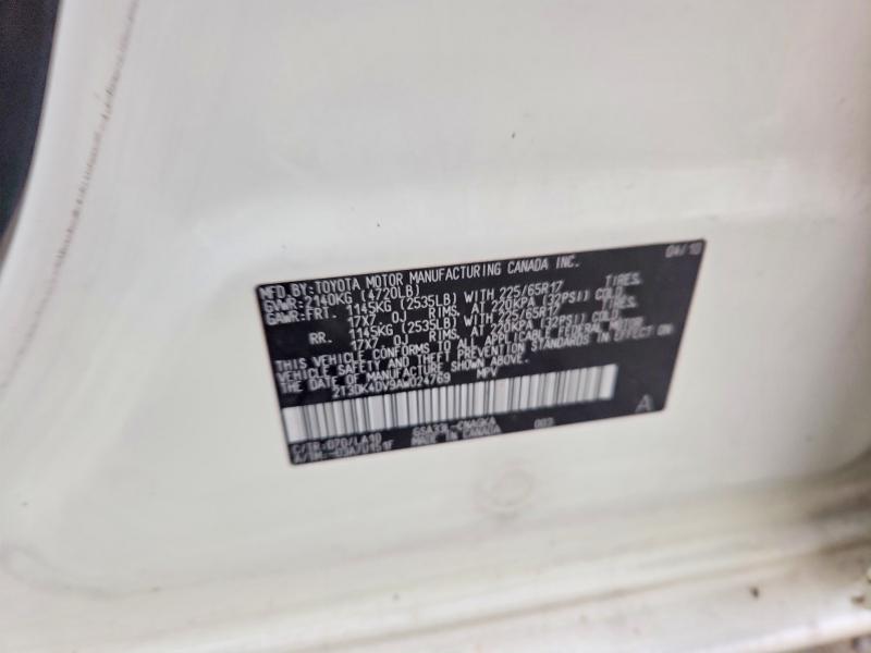 2010 Toyota Rav4 მანქანა იყიდება აუქციონზე, vin: 2T3DK4DV9AW024769, აუქციონის ნომერი: 69746416