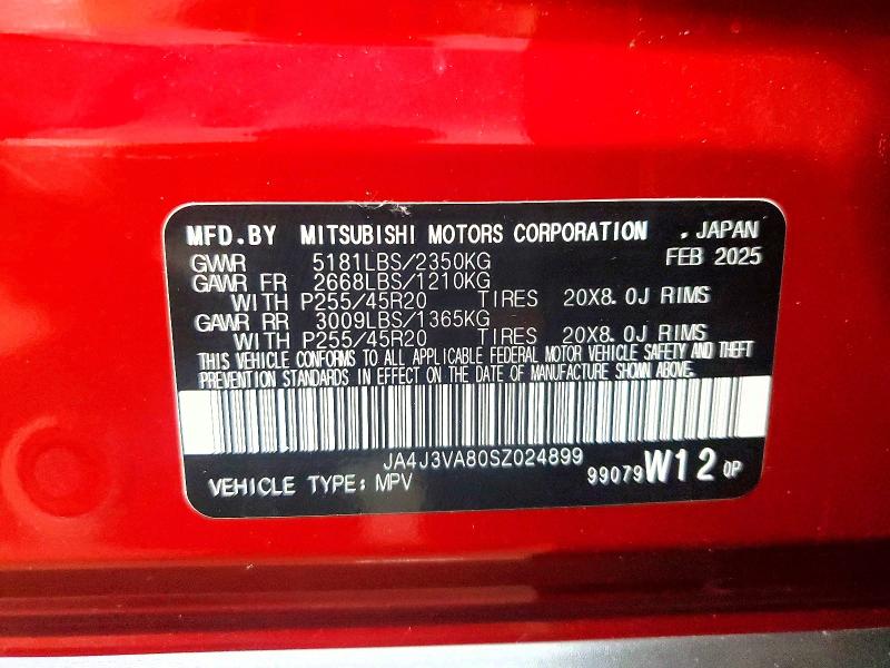 Aukcja sprzedaży 2025 Mitsubishi Outlander, vin: JA4J3VA80SZ024899, numer aukcji: 69525486
