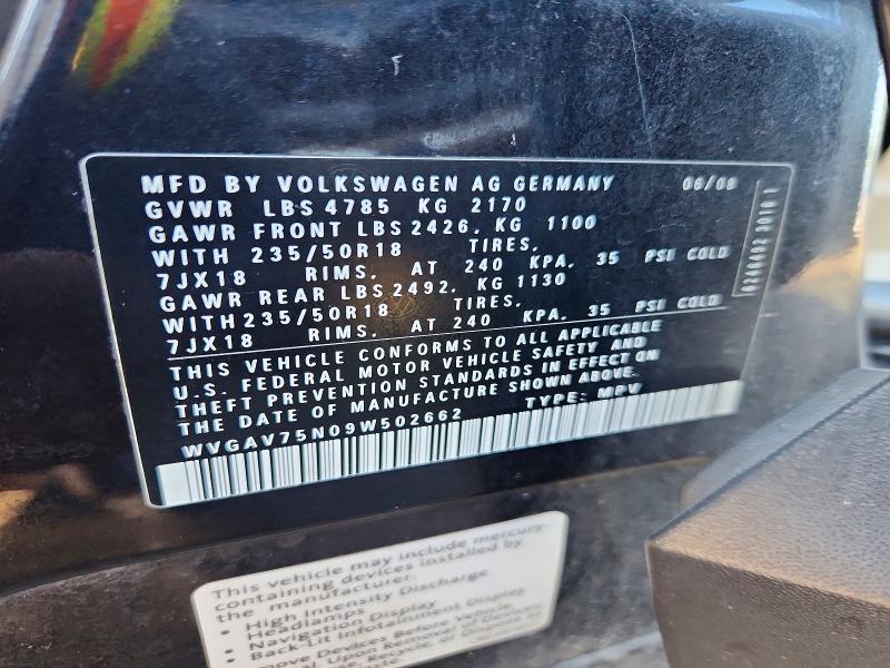 Aukcja sprzedaży 2009 Volkswagen Tiguan, vin: WVGAV75N09W502662, numer aukcji: 65697186