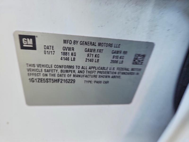 69031786 :رقم المزاد ، 1G1ZE5ST5HF216229 vin ، 2017 Chevrolet Malibu مزاد بيع