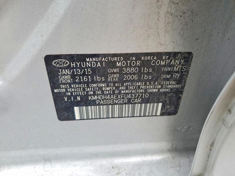 2015 Hyundai Elantra მანქანა იყიდება აუქციონზე, vin: KMHDH4AEXFU437710, აუქციონის ნომერი: 68812406
