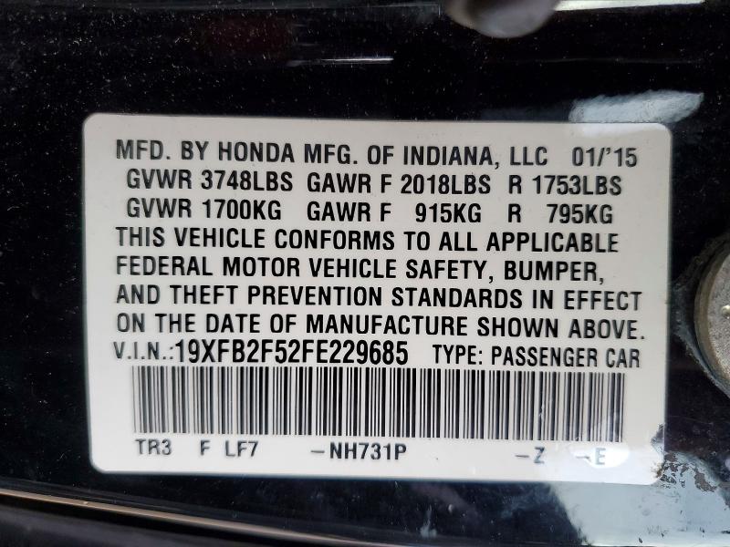 Продажа на аукционе авто 2015 Honda Civic, vin: 19XFB2F52FE229685, номер лота: 68409366