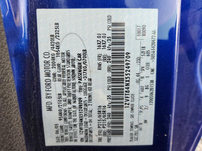 2005 Ford Mustang მანქანა იყიდება აუქციონზე, vin: 1ZVFT84NX55249709, აუქციონის ნომერი: 70652096
