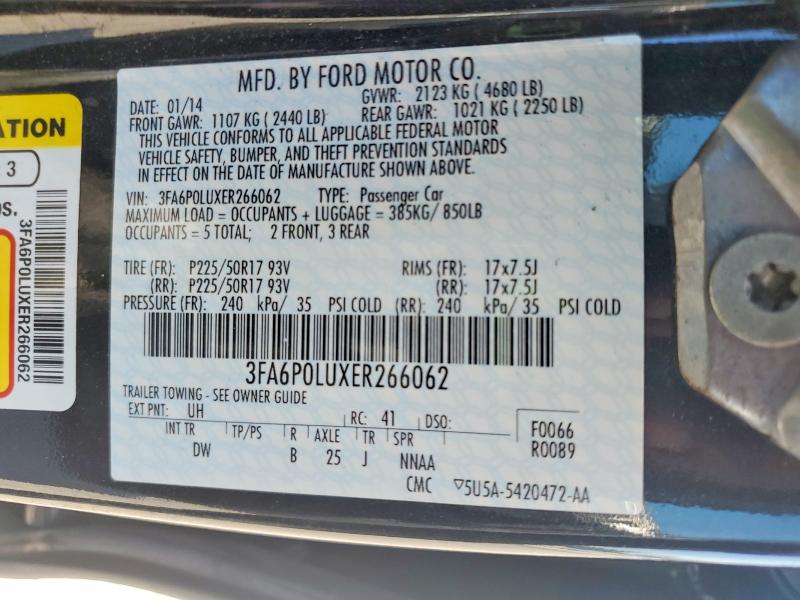 Продаж на аукціоні авто 2014 Ford Fusion, vin: 3FA6P0LUXER266062, номер лоту: 67894296