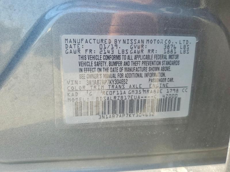 Aukcja sprzedaży 2019 Nissan Sentra, vin: 3N1AB7AP7KY304652, numer aukcji: 67284966