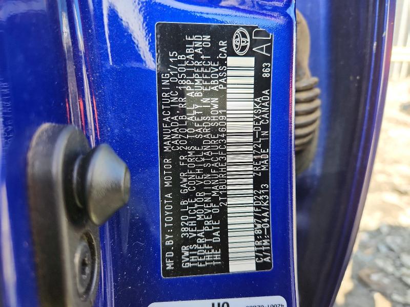 2015 Toyota Corolla მანქანა იყიდება აუქციონზე, vin: 2T1BURHE3FC346091, აუქციონის ნომერი: 68775286