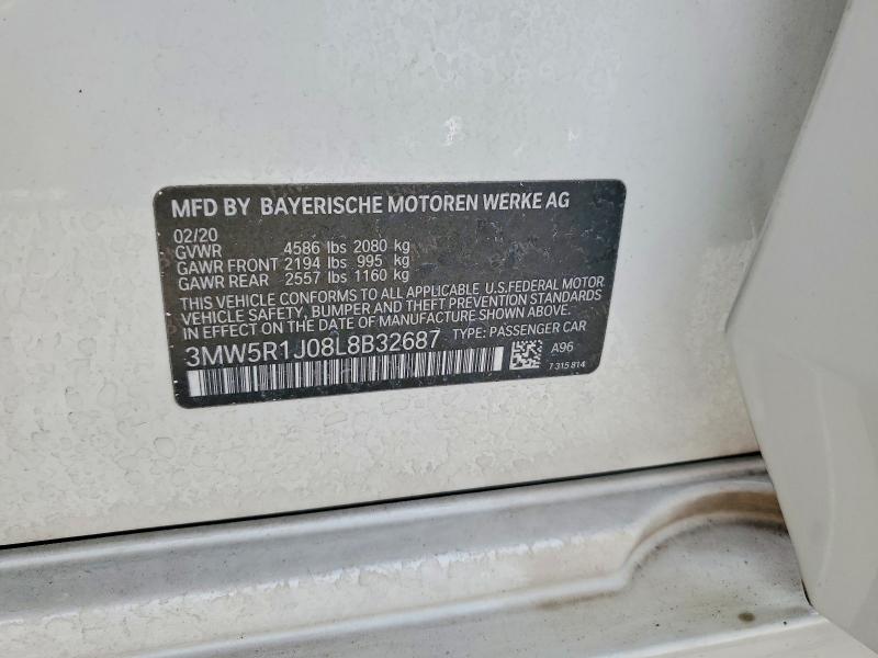Продаж на аукціоні авто 2020 Bmw 330i, vin: 3MW5R1J08L8B32687, номер лоту: 67543546