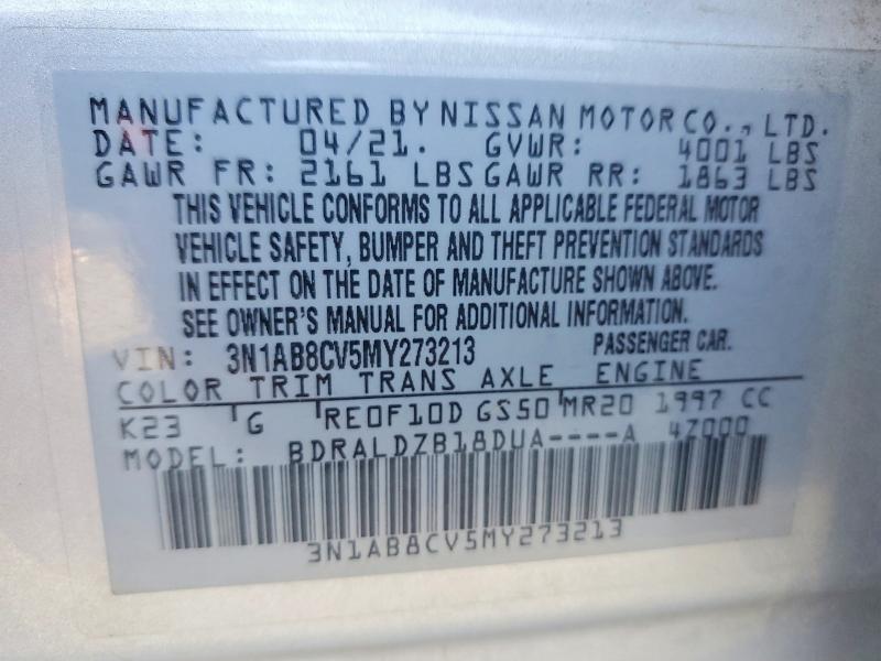 Aukcja sprzedaży 2021 Nissan Sentra, vin: 3N1AB8CV5MY273213, numer aukcji: 67878166
