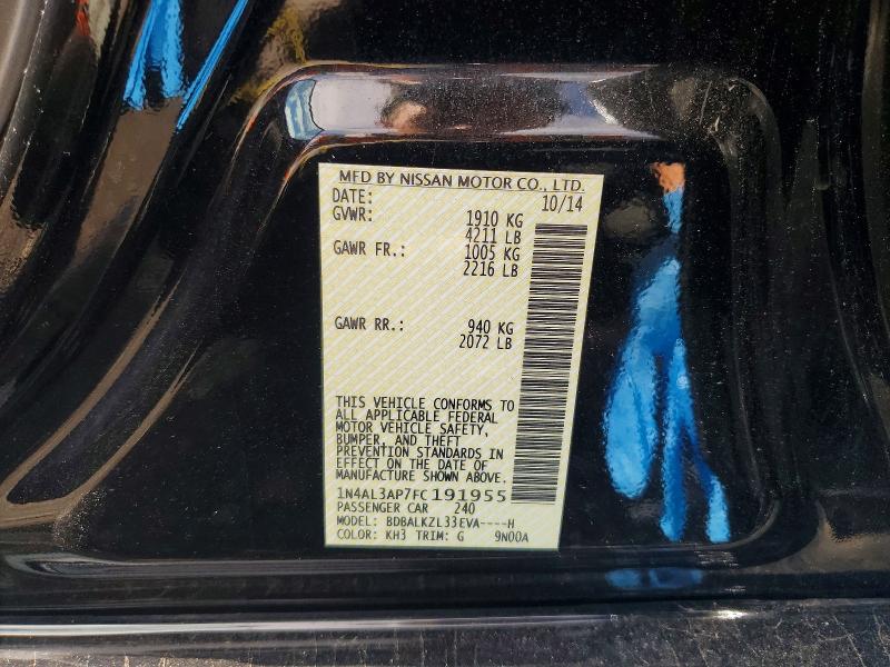 Продаж на аукціоні авто 2015 Nissan Altima, vin: 1N4AL3AP7FC191955, номер лоту: 70970246
