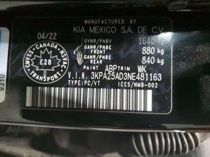 Auction sale of the 2022 Kia Rio, vin: 3KPA25AD3NE481163, lot number: 71072006