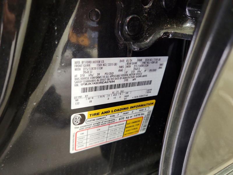 2024 Ford Expedition მანქანა იყიდება აუქციონზე, vin: 1FMJK1K83REA67694, აუქციონის ნომერი: 70773726