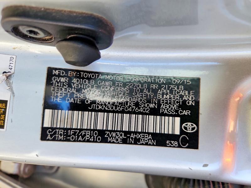 Продажа на аукционе авто 2015 Toyota Prius, vin: JTDKN3DU6F0476402, номер лота: 67305416