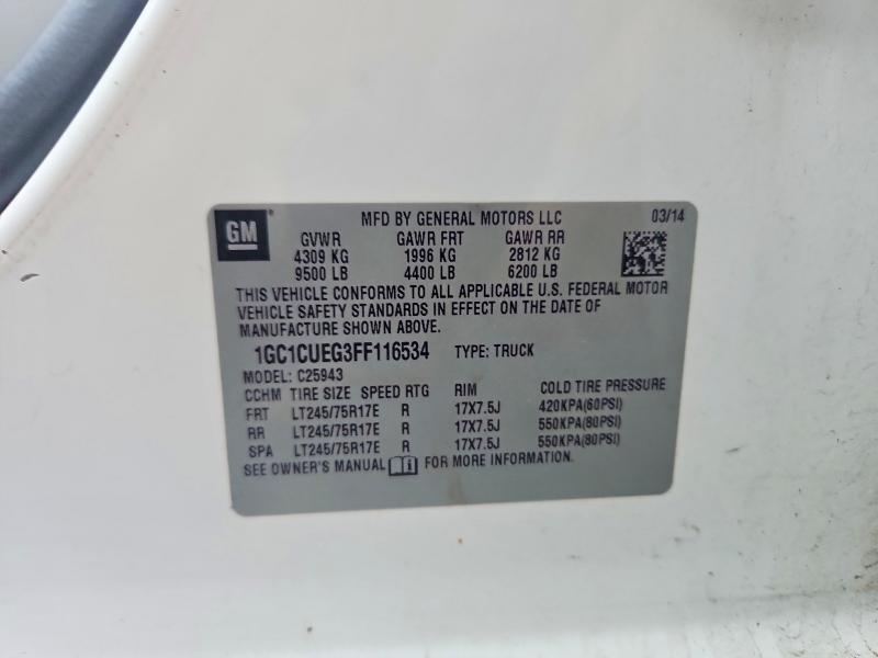 Продаж на аукціоні авто 2015 Chevrolet Silverado, vin: 1GC1CUEG3FF116534, номер лоту: 67890866