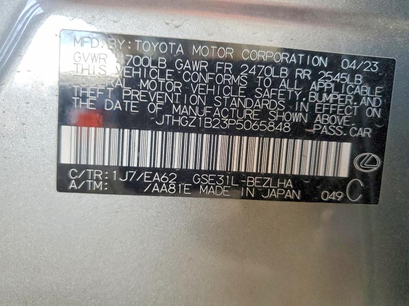 Aukcja sprzedaży 2023 Lexus Is 350, vin: JTHGZ1B23P5065848, numer aukcji: 68147216
